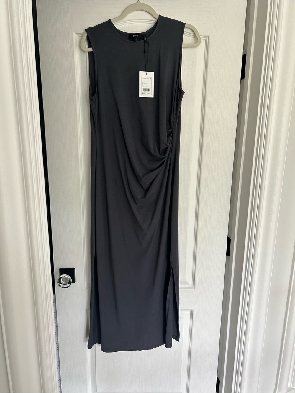 Theory Joraianna Midi Classic Sleeveless Drape Midi Dress - Blue spruce